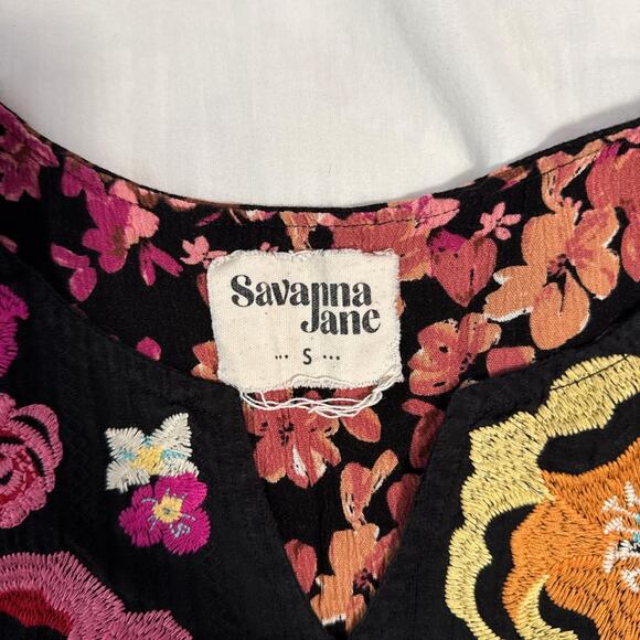 savanna jane embroidered boho floral blouse size small - Picture 5 of 5
